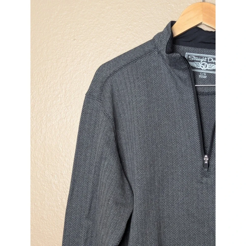 Straight Down 1/4 Zip Pullover Mens Large Grey Herringbone Paddy McGregors Golf